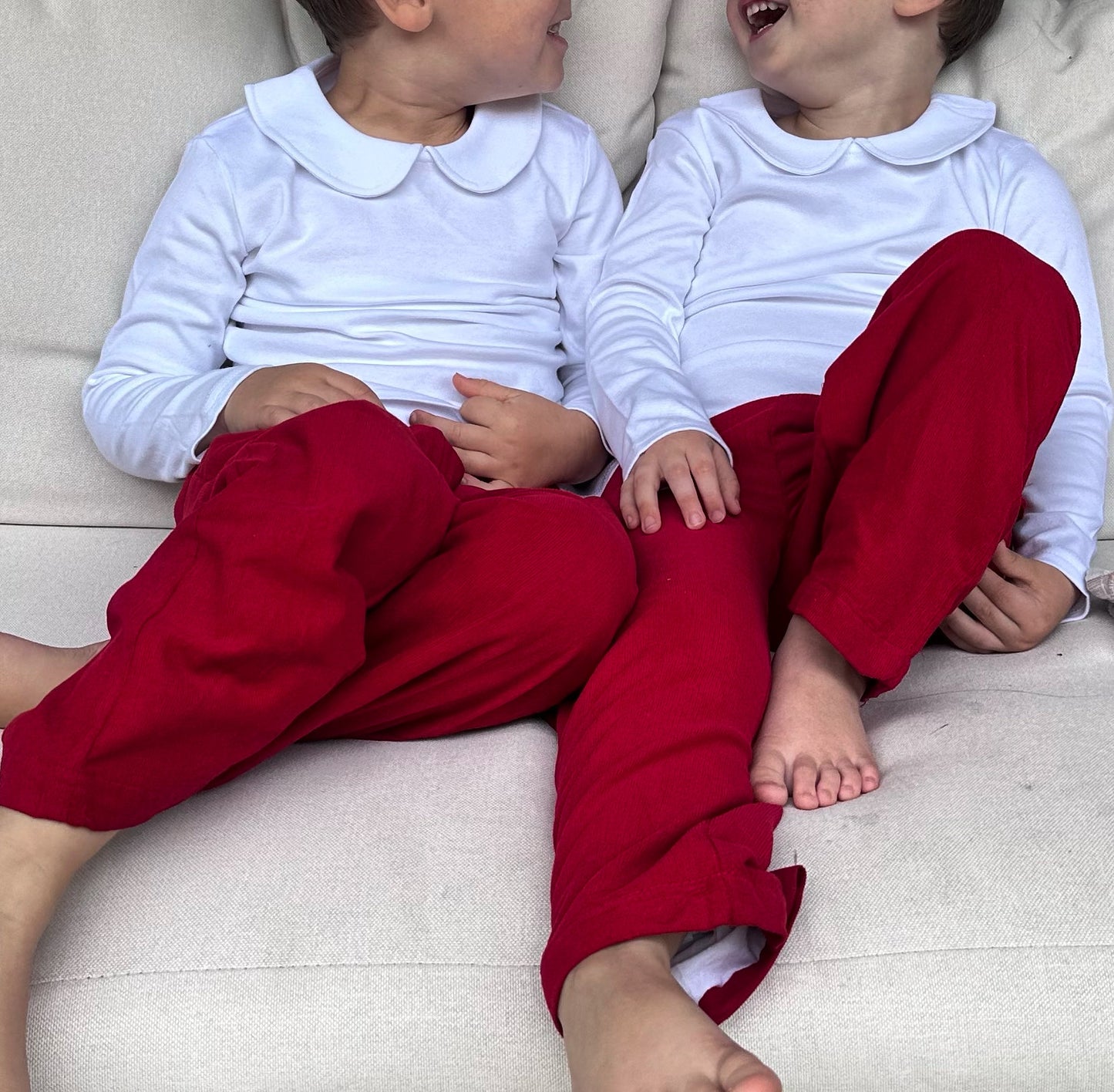 Unisex Peter Pan Collar Long Sleeve - White (2T-6Y)