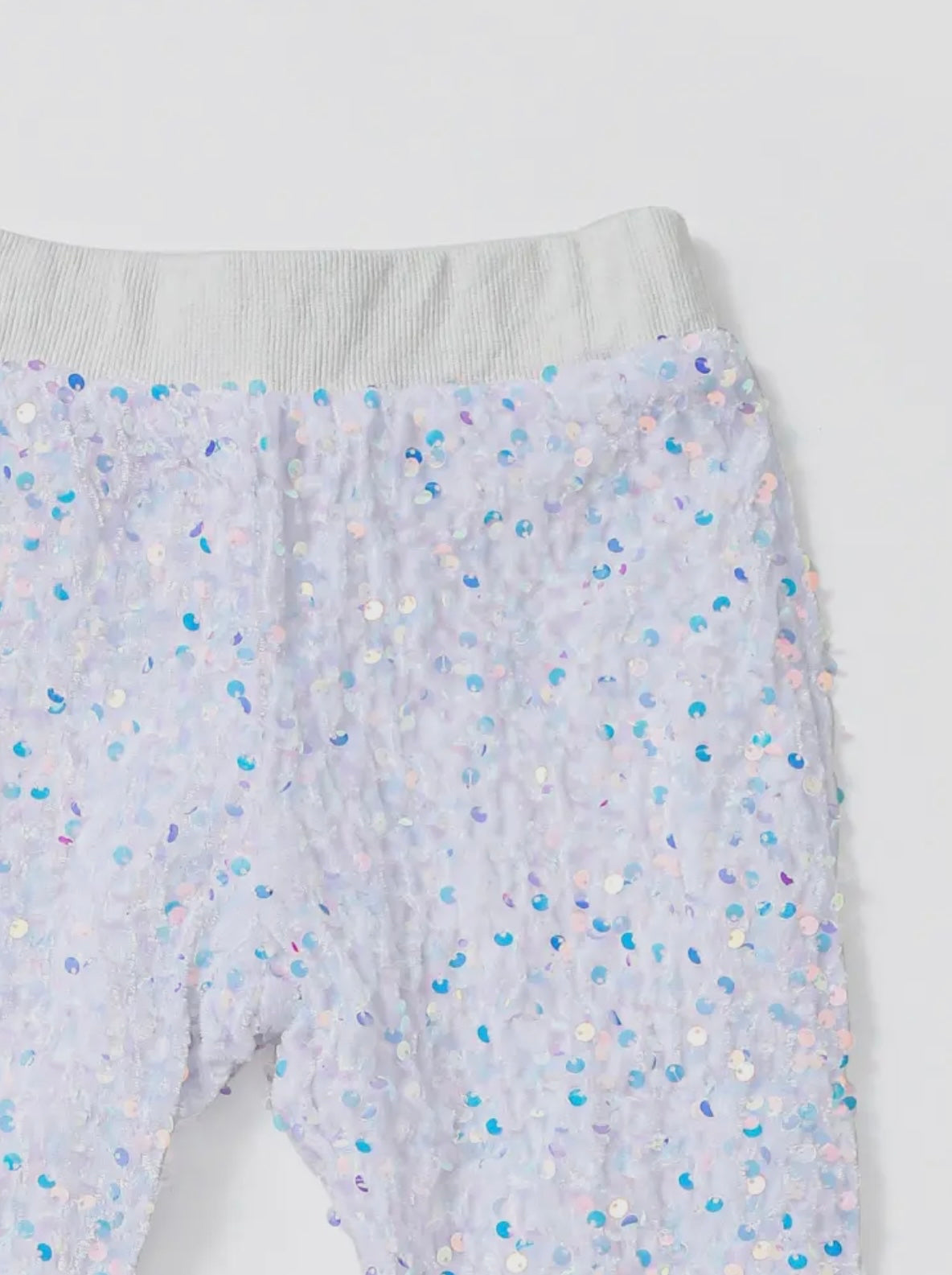 White Sequin Flare Pants (12M-8Y)