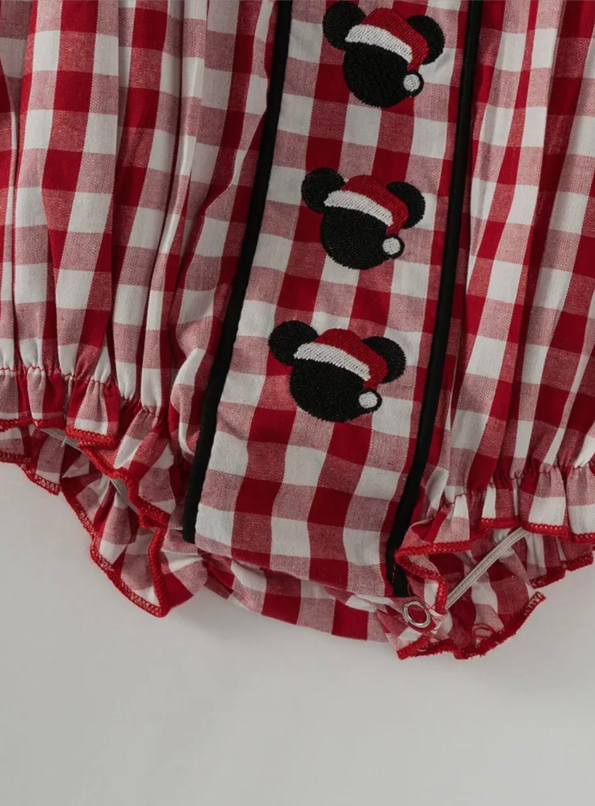 Christmas Plaid Santa Hat Baby Girl Romper