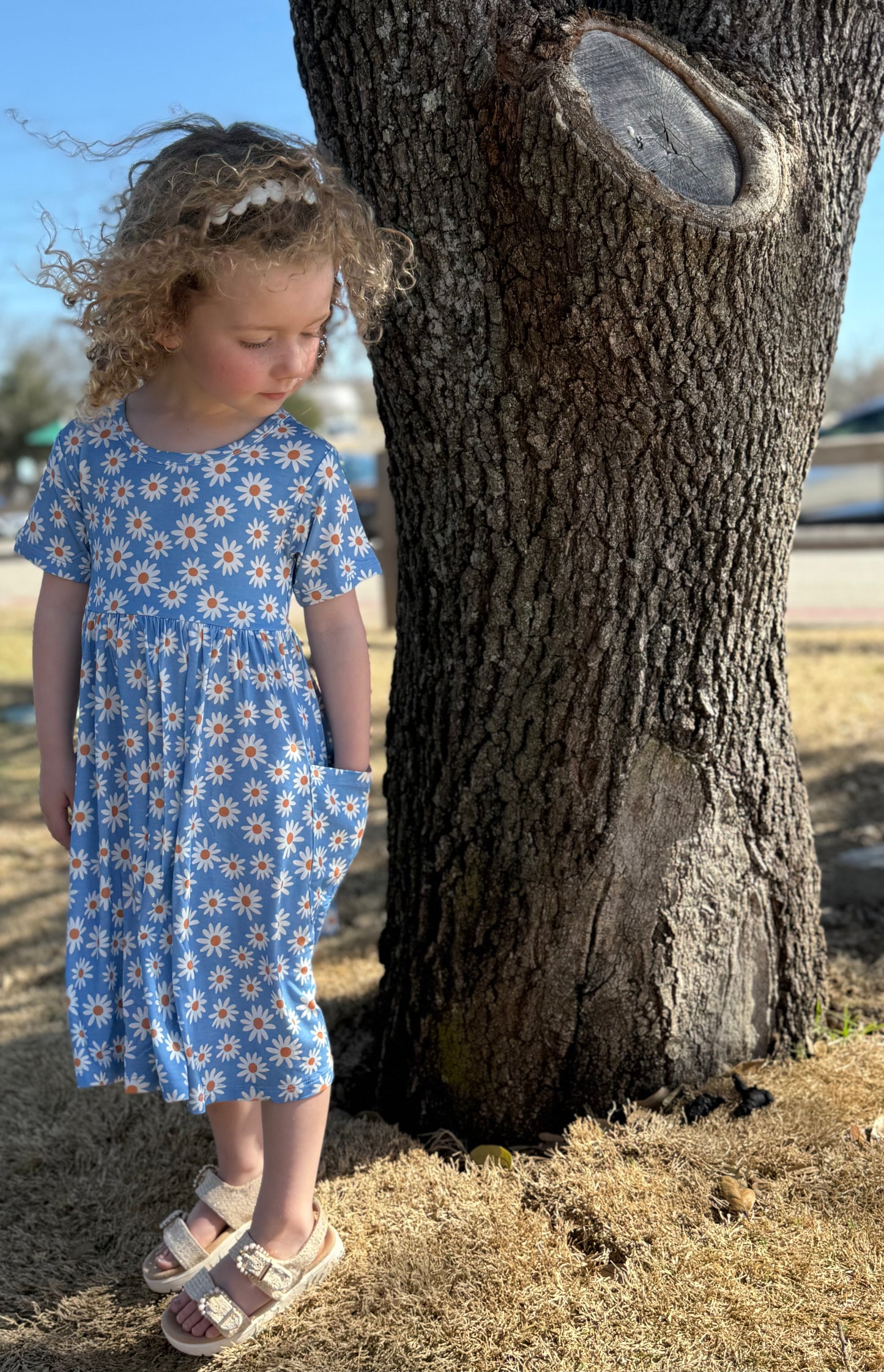 Blue Daisy Bamboo Pocket Dress