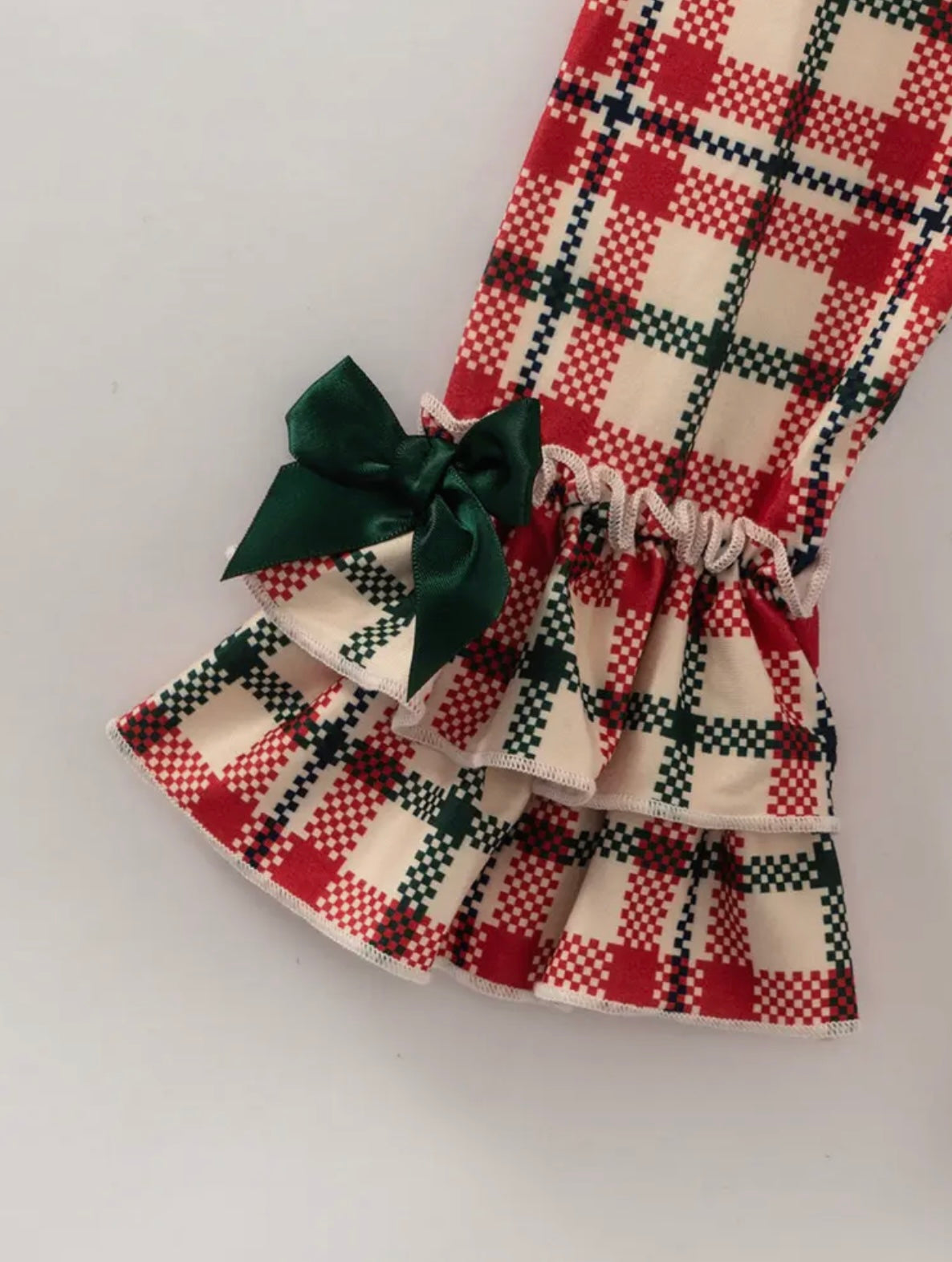 Christmas Plaid Smocked Girl Pant Set