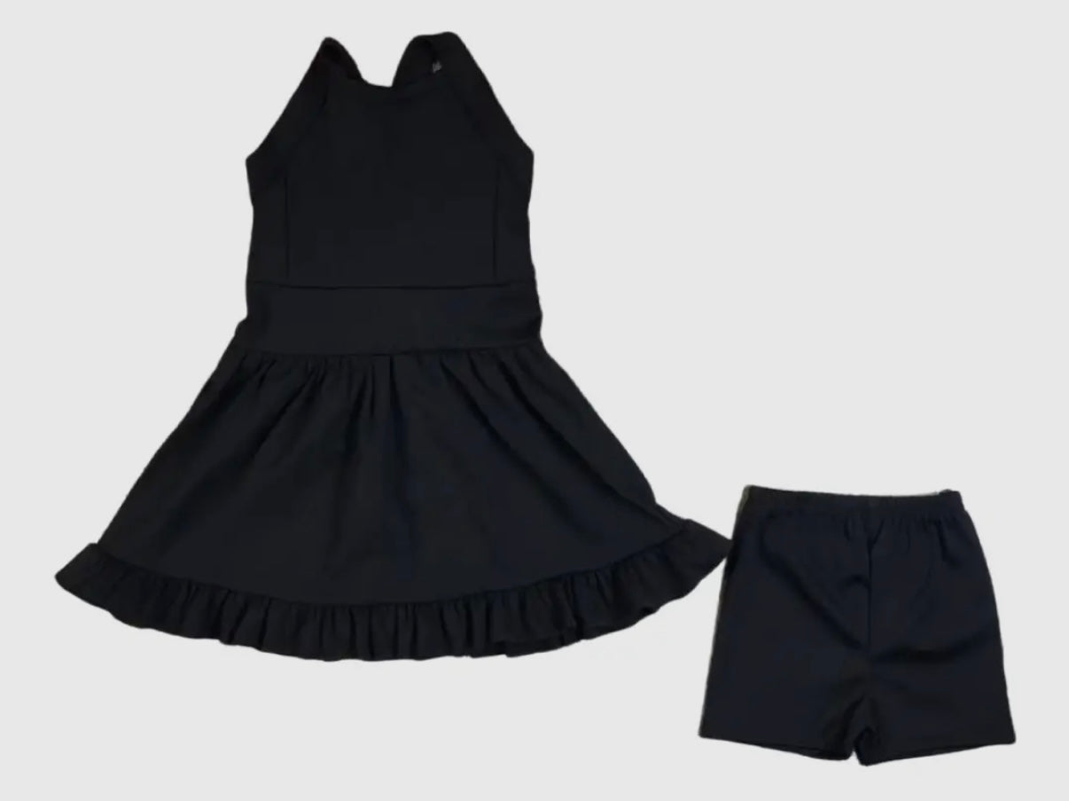 Athletic Dress with Biker Shorts Set Black / 2T Athletic Dress with Biker Shorts Set Black / 2T