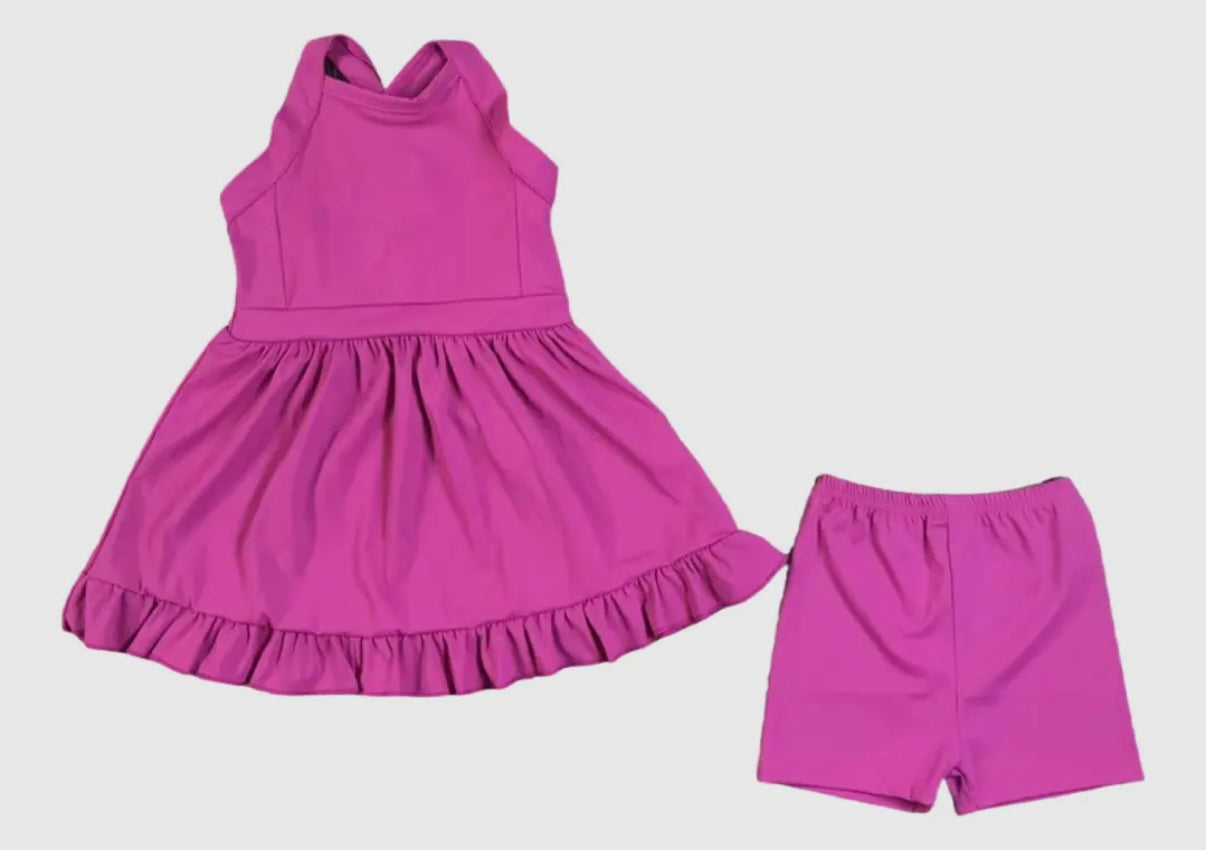 Athletic Dress with Biker Shorts Set