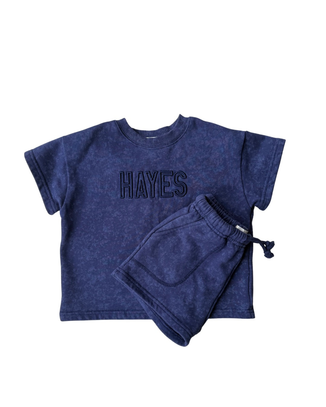 Acid Wash Shorts Set WITH Embroidery