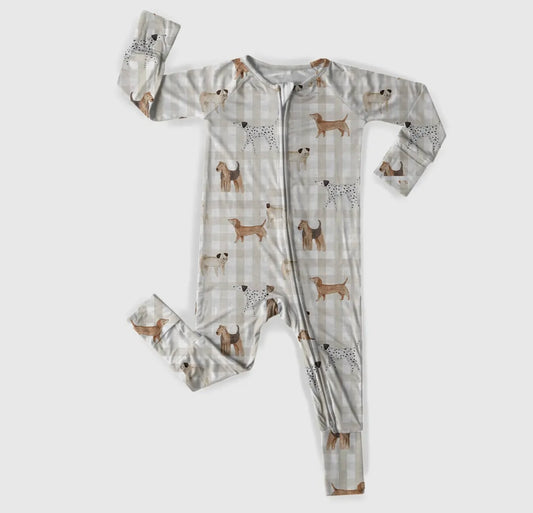 Checkered Dogs Bamboo Zipper