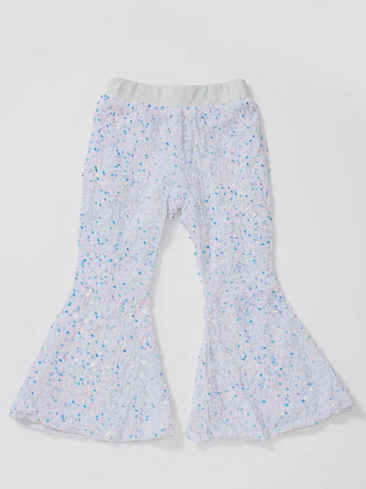 White Sequin Flare Pants (12M-8Y)