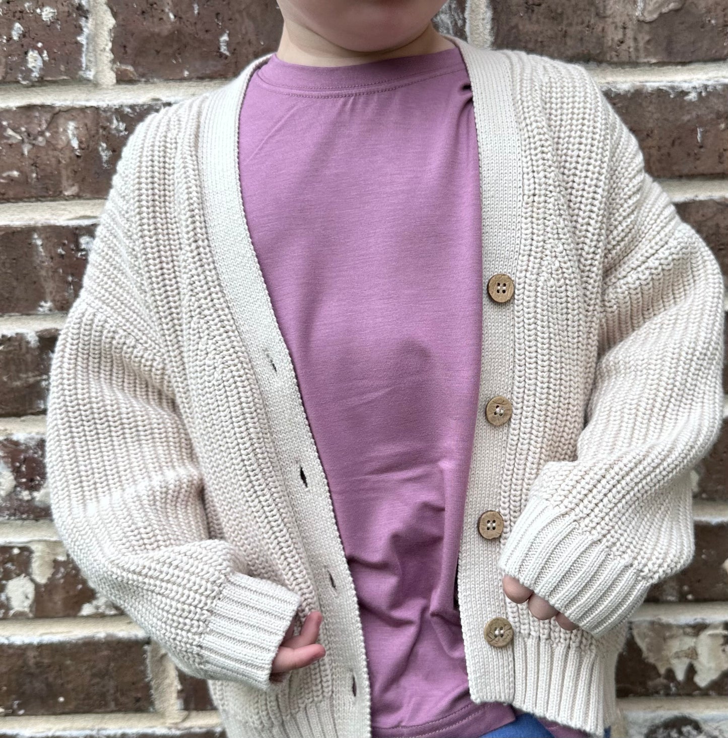 Chunky Knit Cardigan - Oatmeal (12M-6Y)