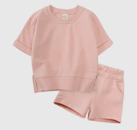 Short Sleeve Sport Suit Set - Pink (2T-6)