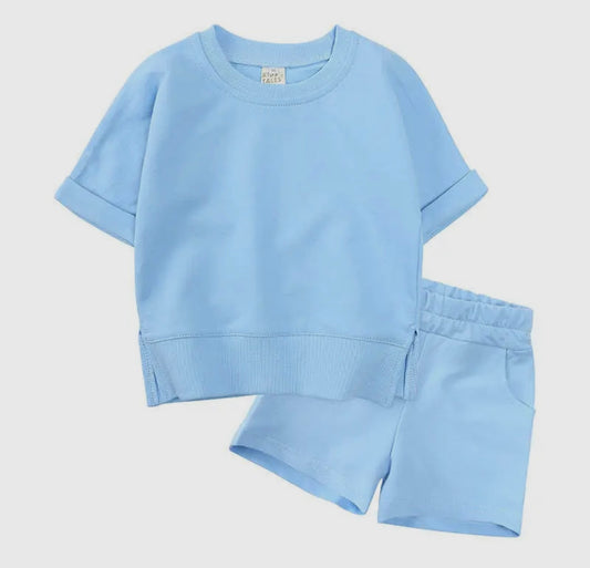Short Sleeve Sports Suit Set - Blue (2T-6)