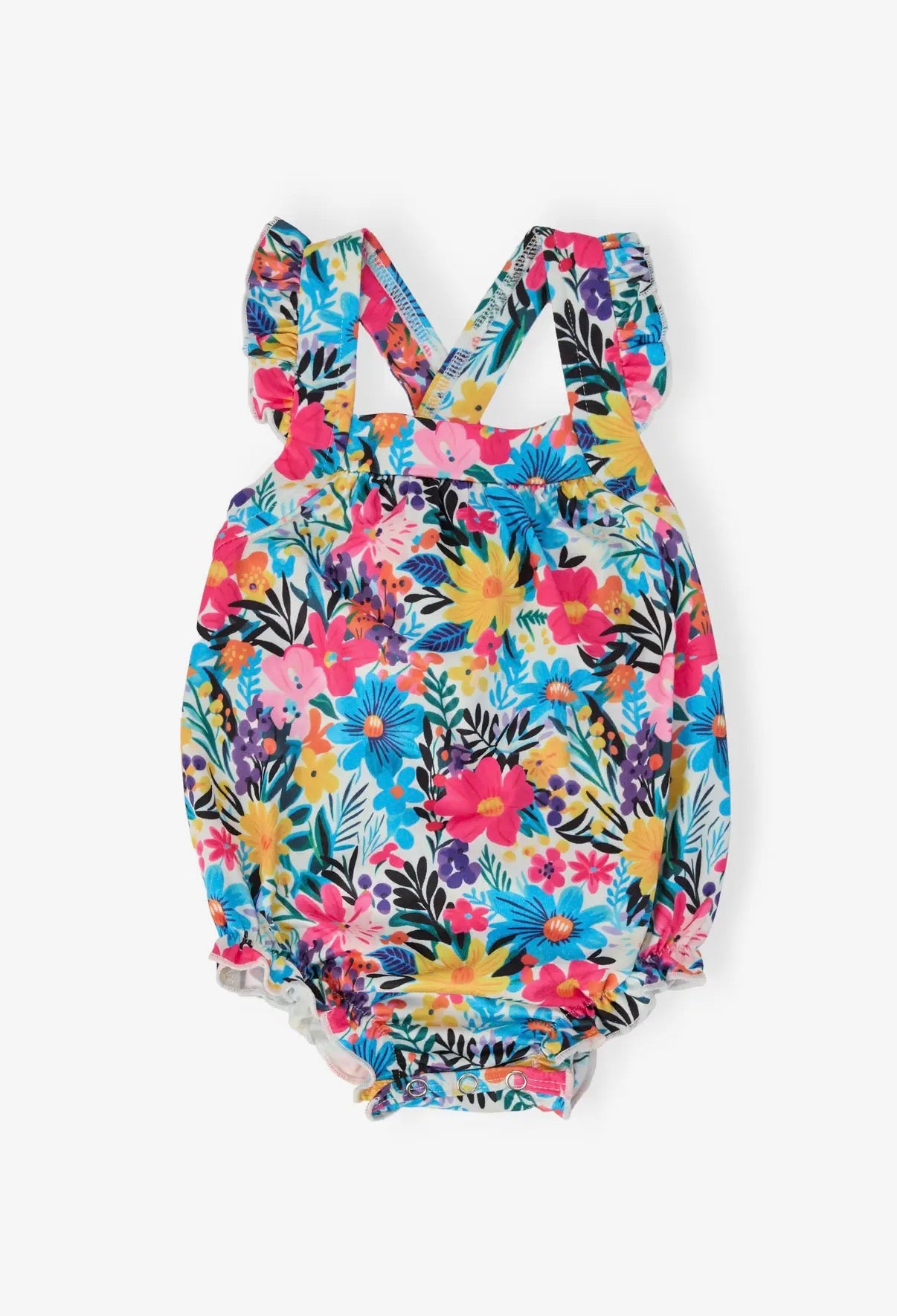 Petal Paradise Ruffle Cross Back Romper