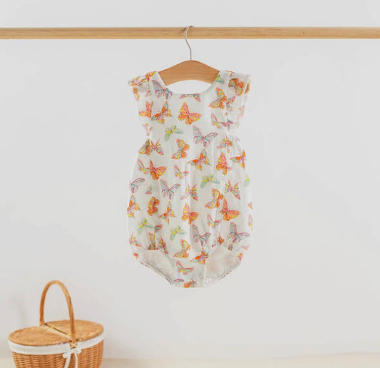 You Give Me Butterflies Organic Muslin Bubble Romper