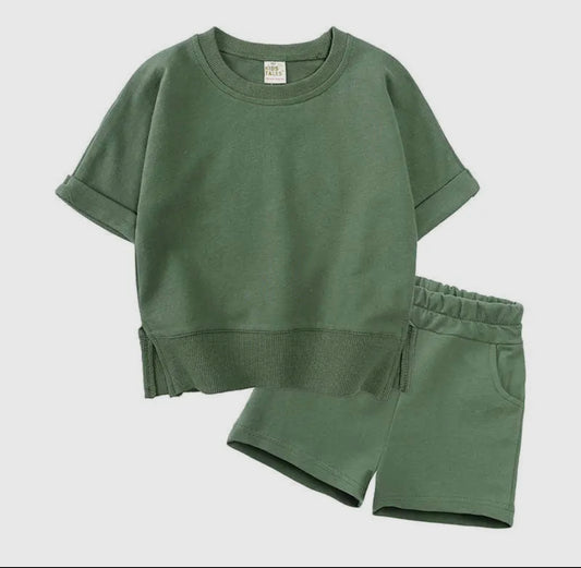 Short Sleeve Sport Suit Set - Green (2T-6)