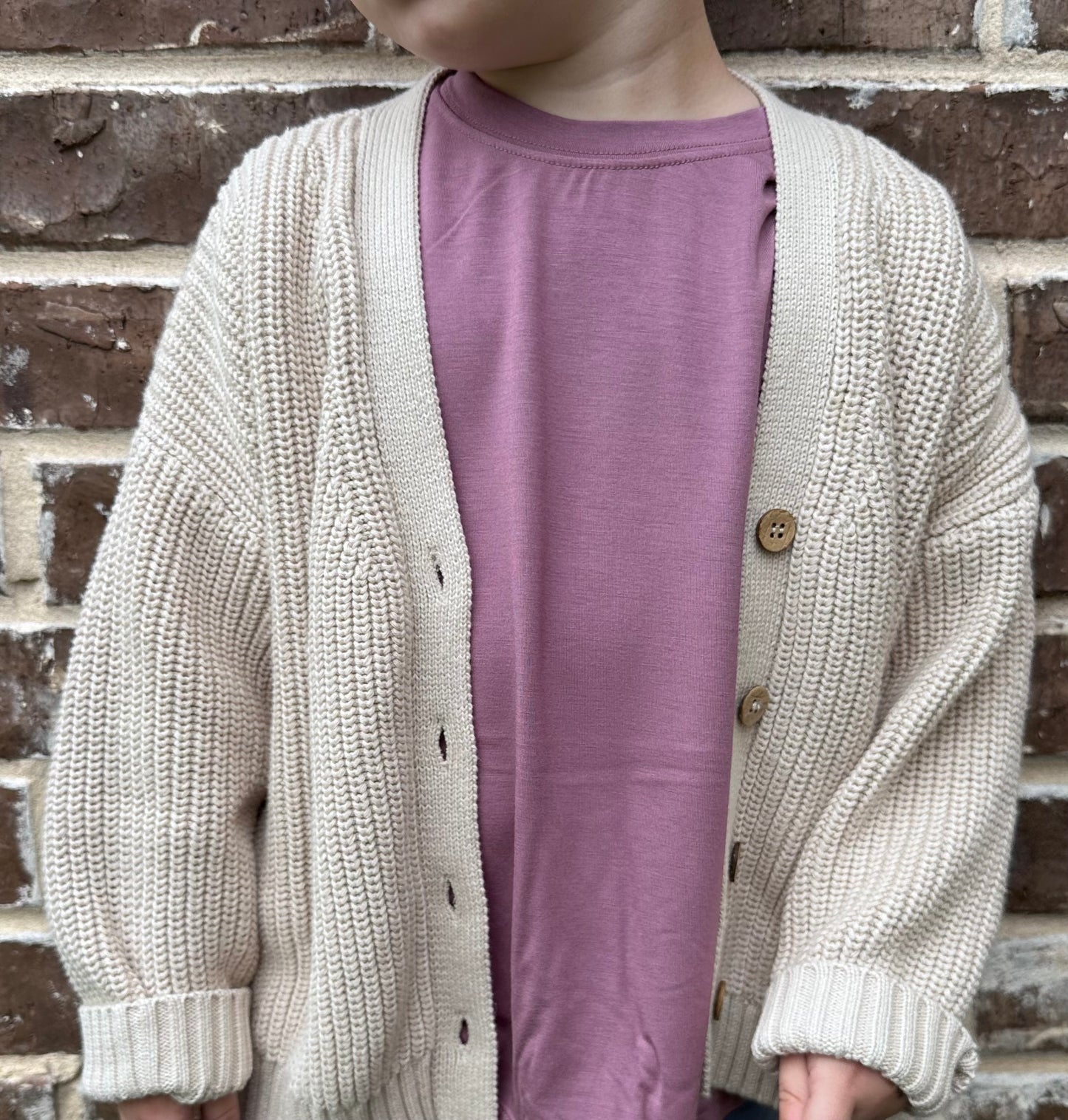 Chunky Knit Cardigan - Oatmeal (12M-6Y)