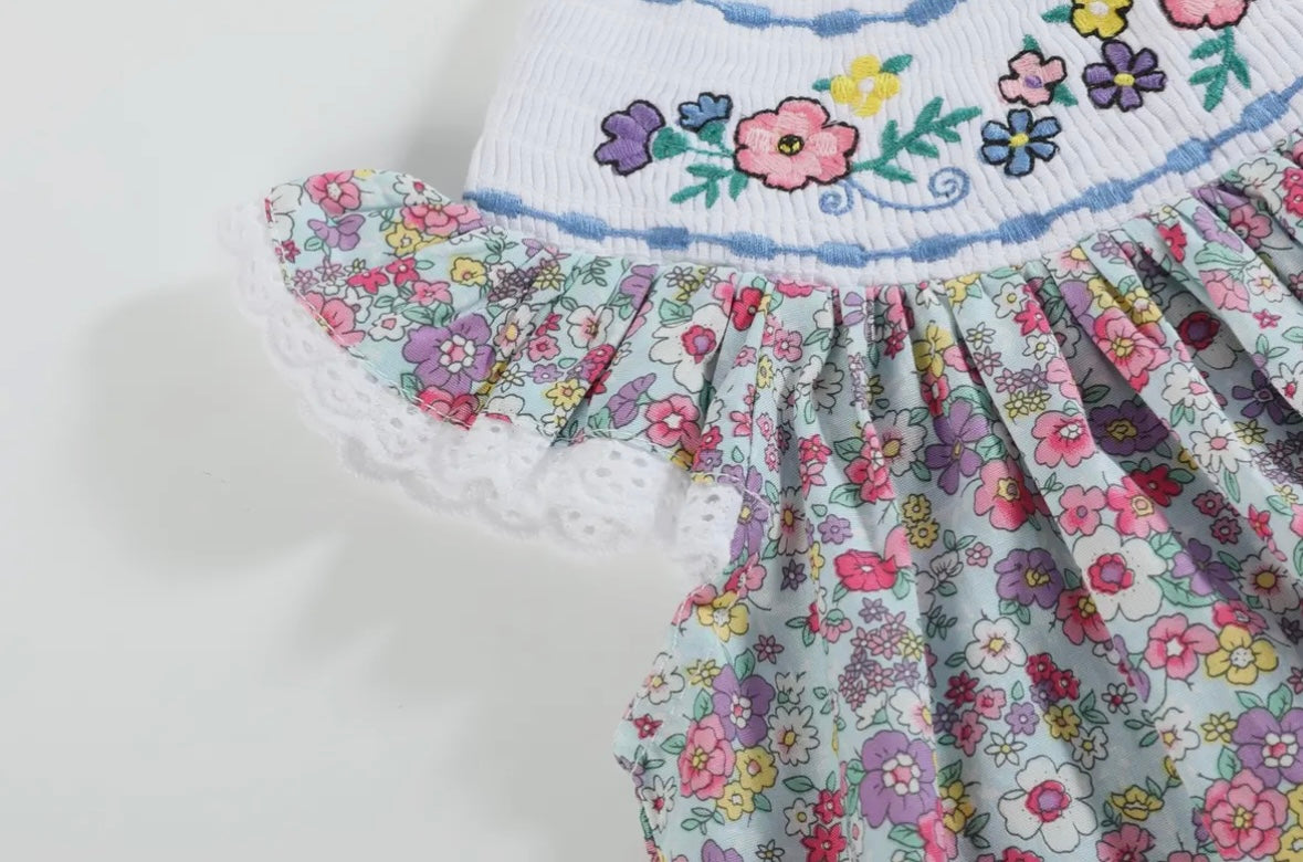 Embroidered Smocked Floral Dress (3M-6Y)