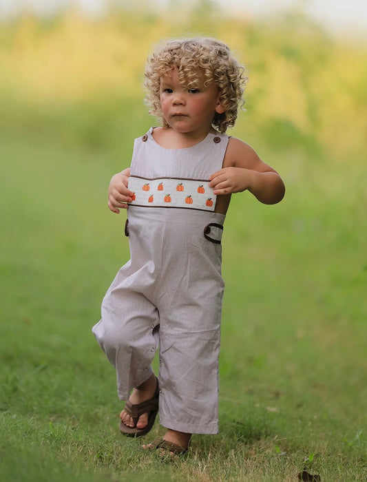 Smock Embroidered Pumpkin Romper
