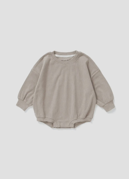 Oversized Ribbed Bubble Romper | Mushroom