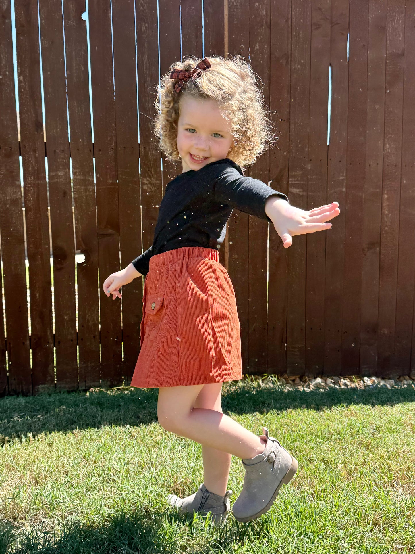 Button Down Skirt - burnt orange