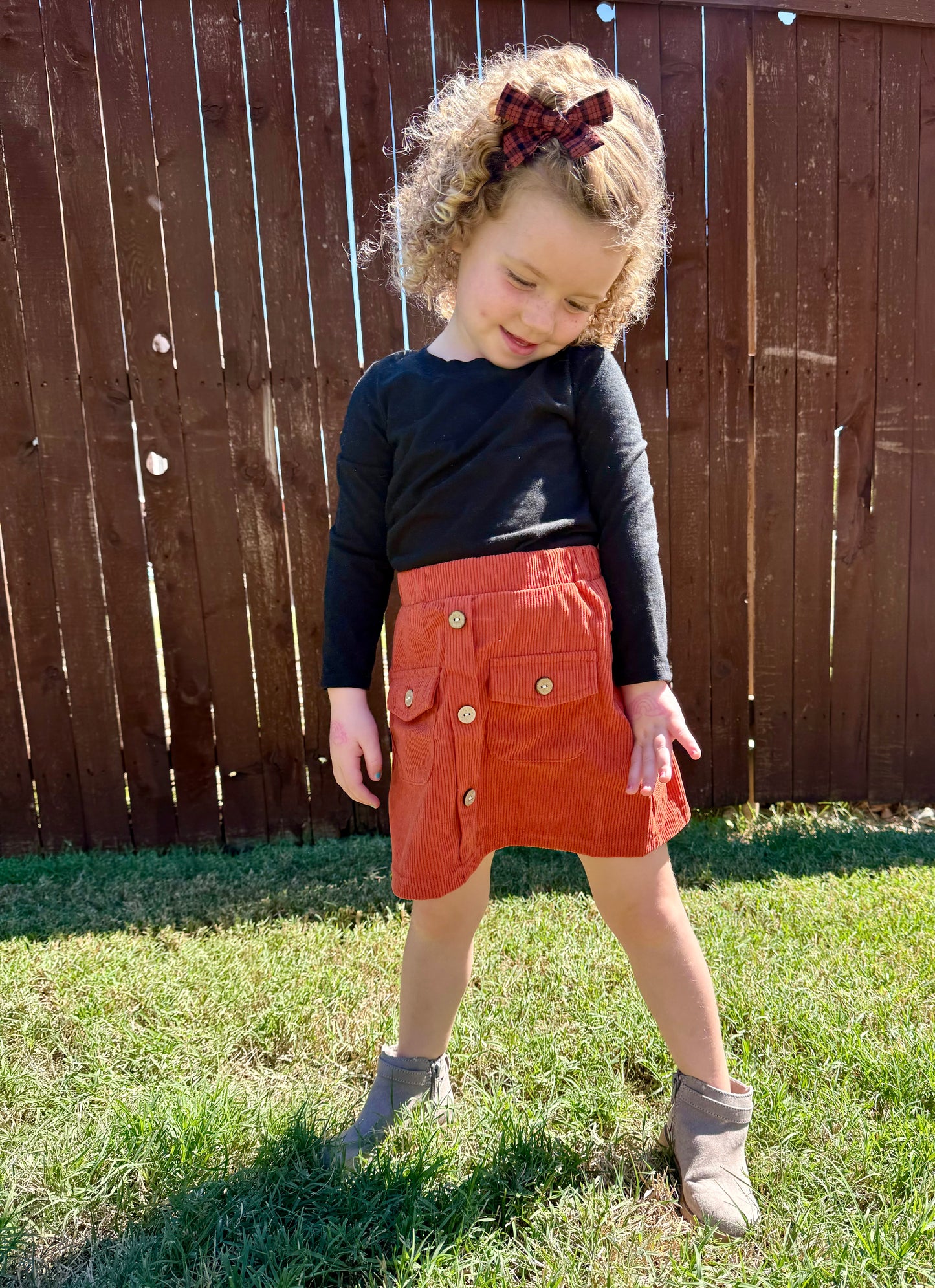 Button Down Skirt - burnt orange