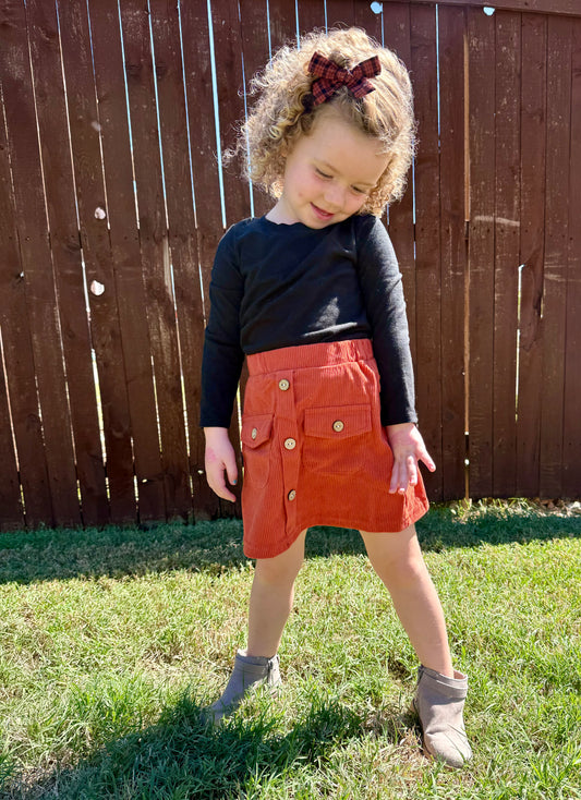 Button Down Skirt - burnt orange