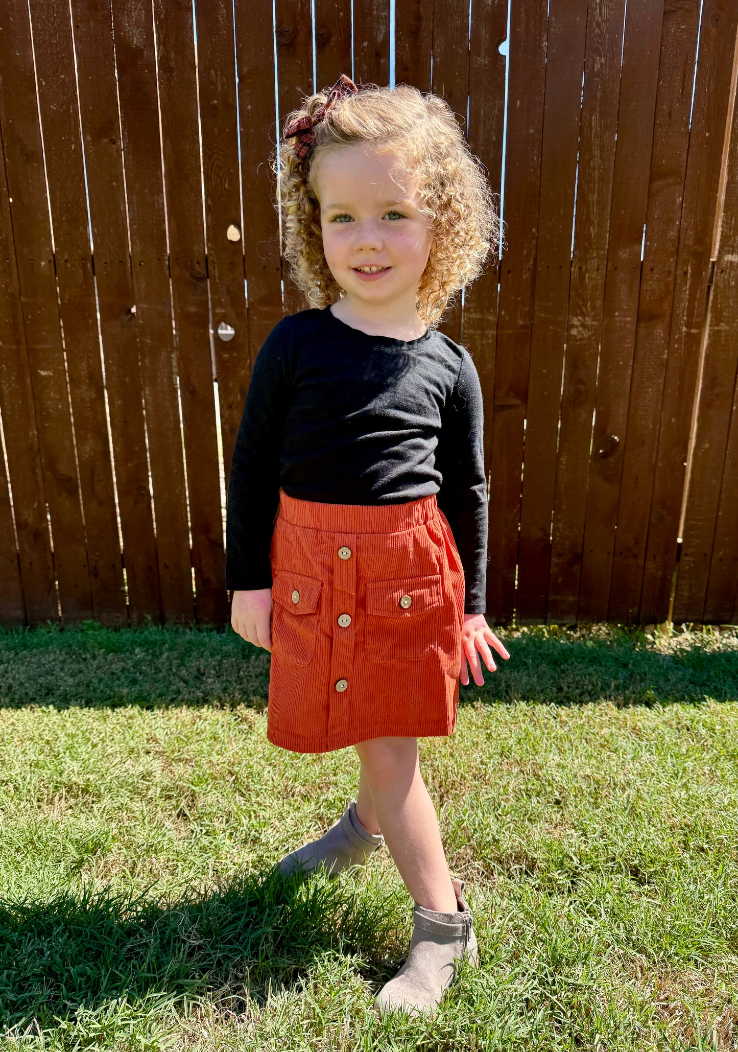 Button Down Skirt - burnt orange