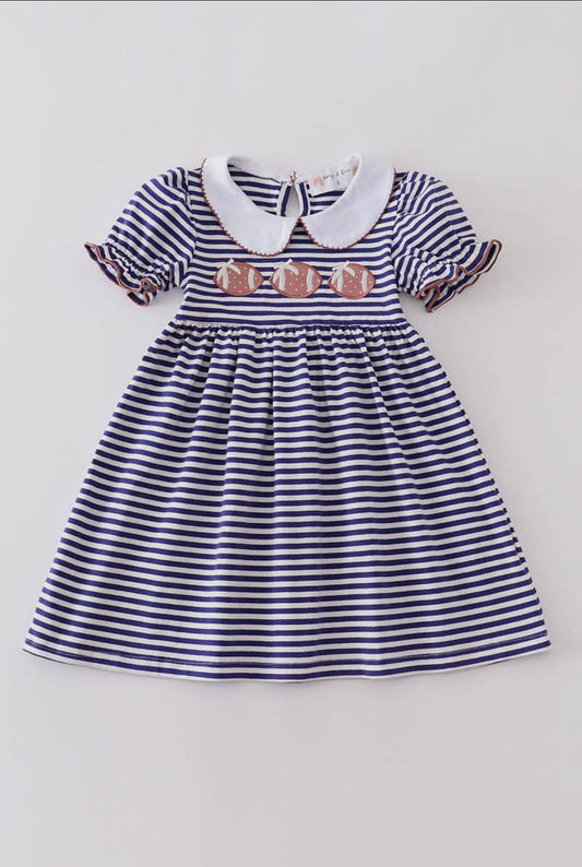 Blue Stripe Football Dress (12M-6Y)