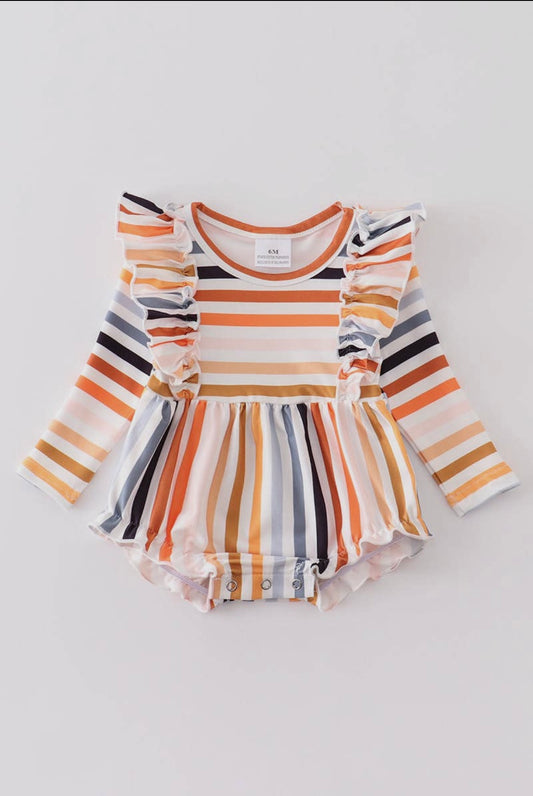 Multicolored Stripe Ruffle Baby Romper (3M-18M)