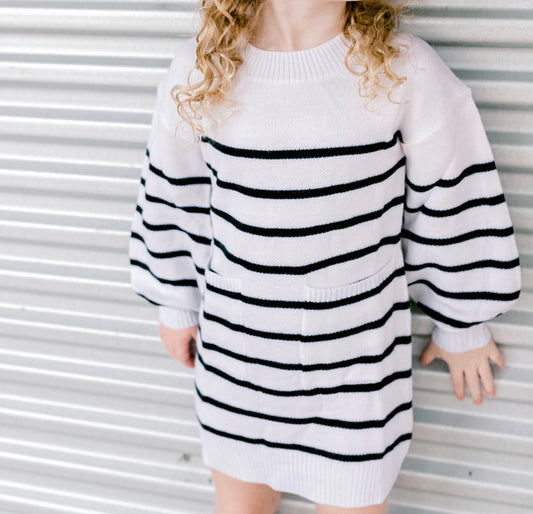 Sweater Dress - Black Stripes (12M-5T)