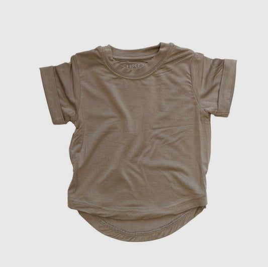 Basic Bamboo T Shirt- Fossil (12M-8Y)