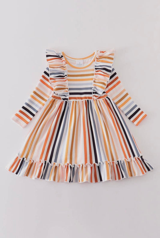 Multicolored Stripe Ruffle Dress (2T-5T)